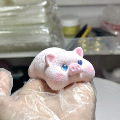 Pig Lying Down Handmade Silicone Squishy Pig